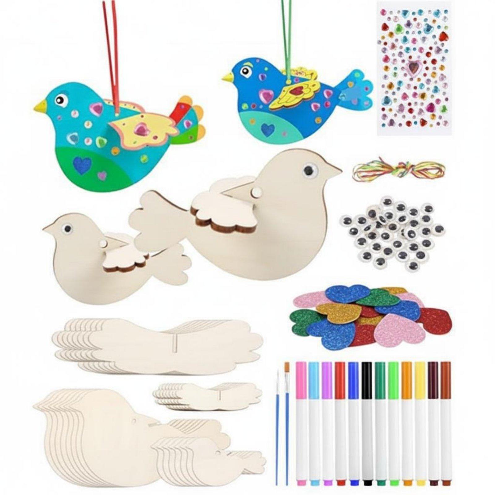 8 Pieces 3D Wooden Bird Craft  - Kids Toys Home review and price